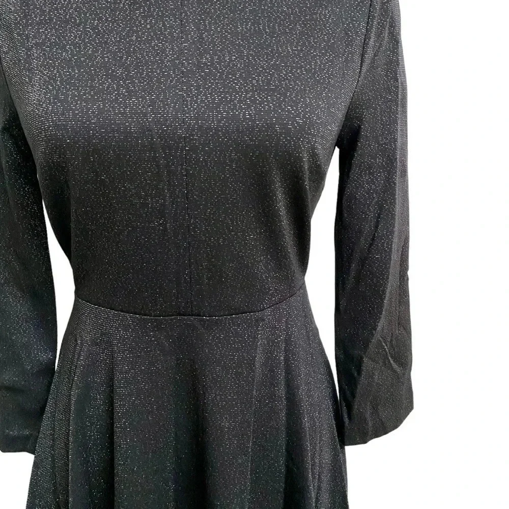 Kate Spade Sparkle Ponte Black Fit Flare Cocktail Dress Size 0